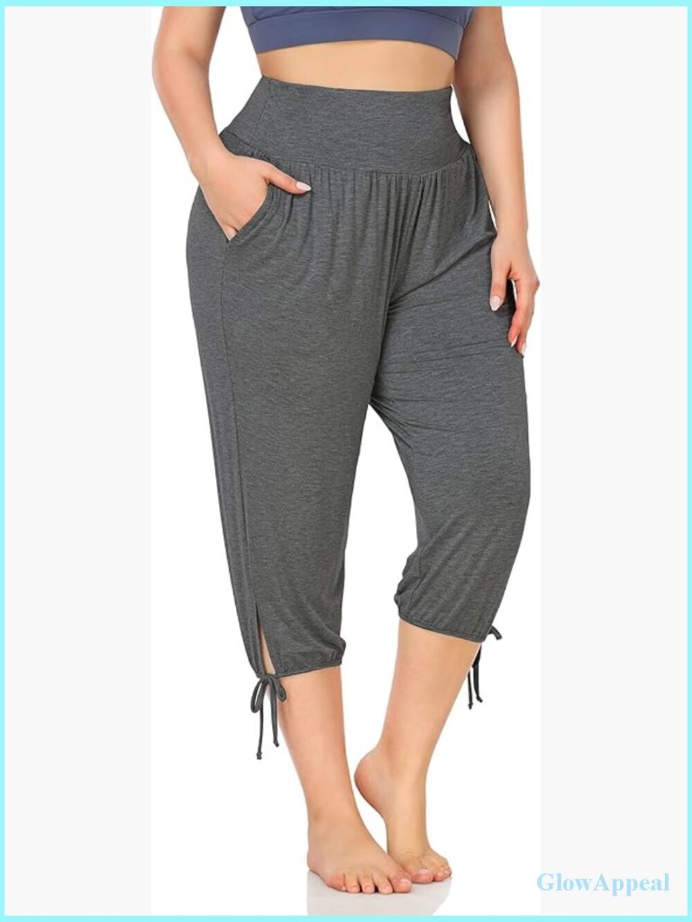 Plus Size Yoga Capri Pants Lounge Joggers with Pockets